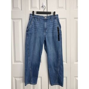 NWT Banana Republic Luxe Barrel High Rise Jeans Women 27/4P Blue Denim Zip-Fly
